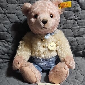 Charming Steiff Teddy Bear - Cream and Blue